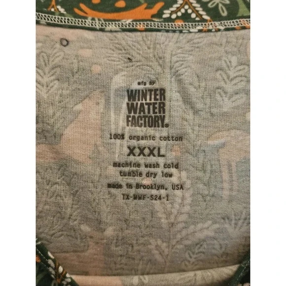 Winter Water Factory Helsinki Deer & Foxes Dress XXXL 3XL Green NWOT 3/4 Sleeve - Picture 6 of 6